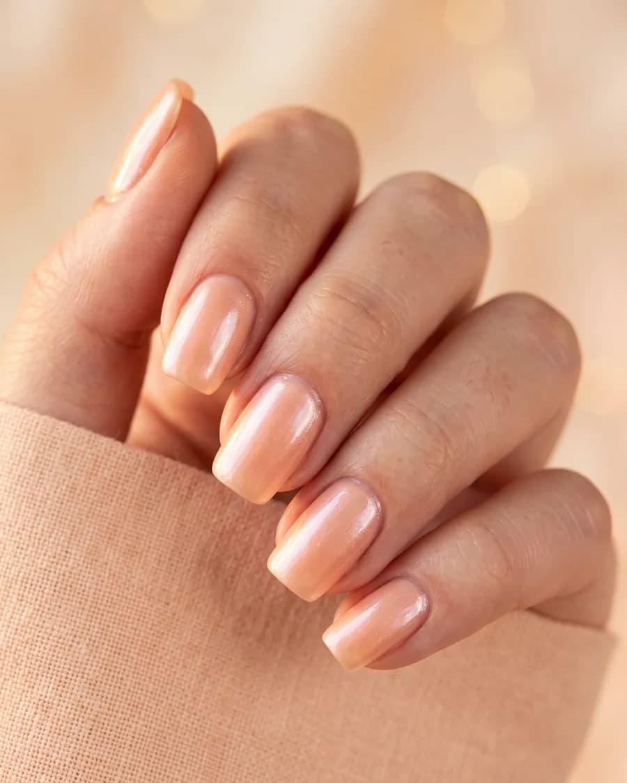 Pêche Glacée — Une nacre pêche, chaude et lumineuse. Le glazed en version douce.